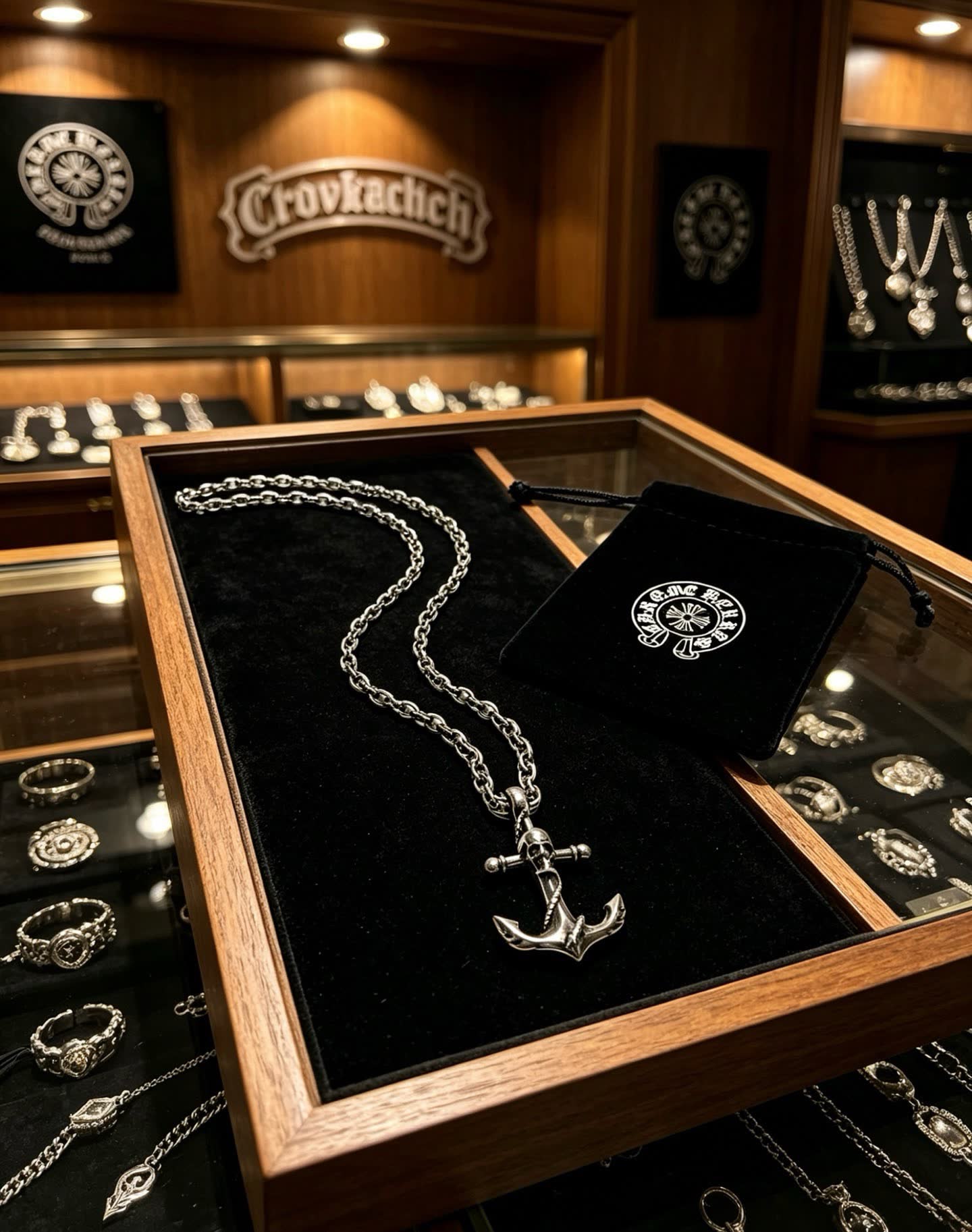 Chrome Hearts Come Bede Anchor Pendant Necklace